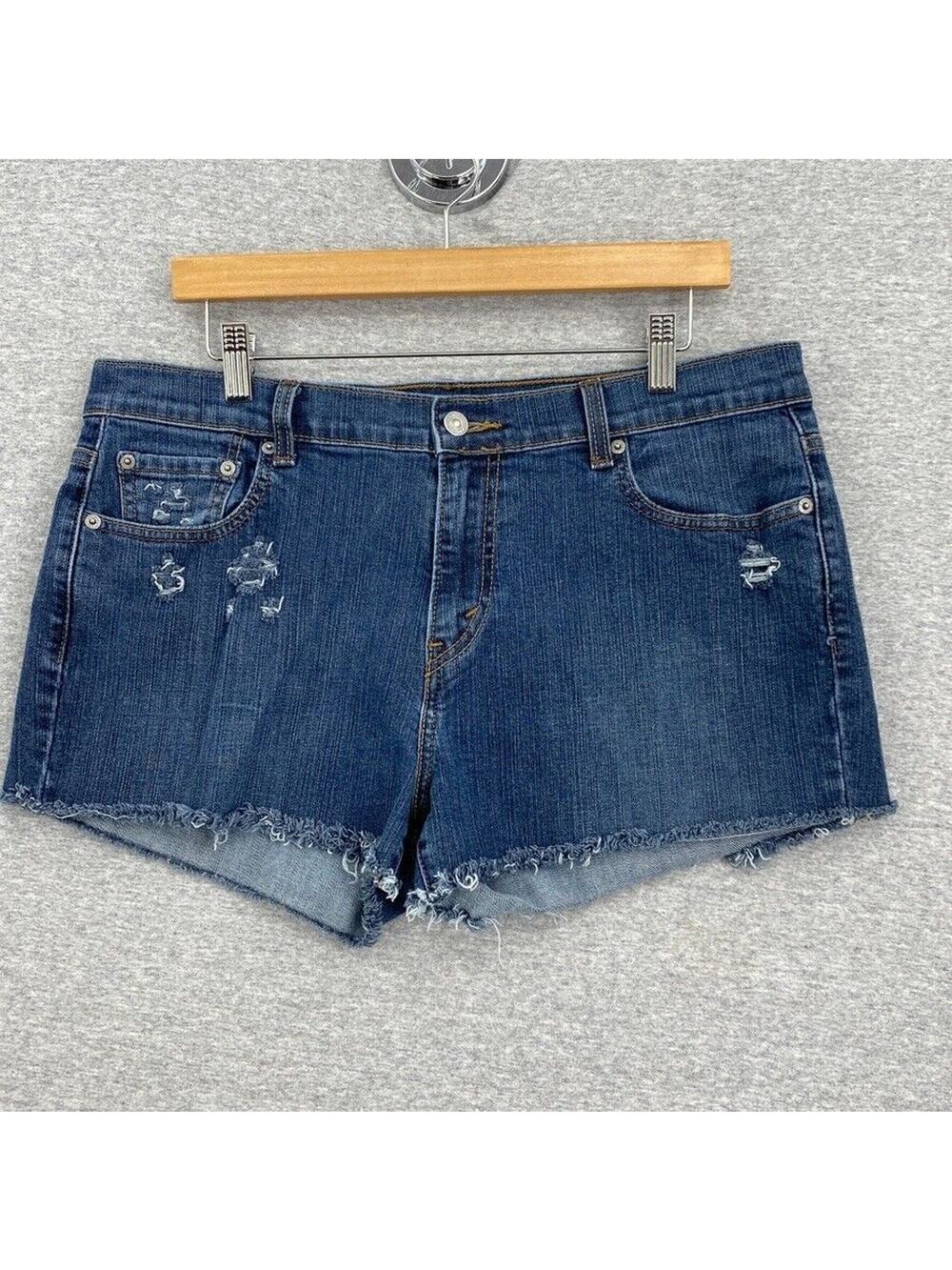 Levis Jean Shorts Womens 14 Cut Off High Waisted 515 Distressed Denim Stretch